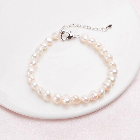 Fine Jewelry Natural Freshwater Baroque White Pearl Classy Bracelet NEW - Picture 1 of 7